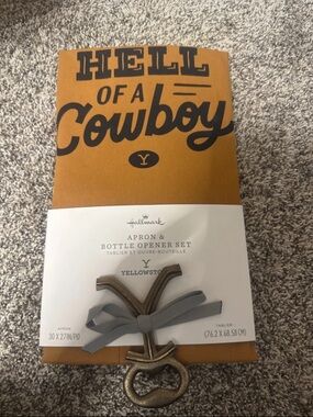 Hallmark Yellowstone Apron & Bottle Opener Set - Mustard, Black Gray